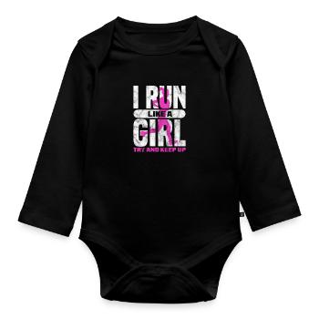 Running Runner Jogging Jogging Runner Gift - Organic Longsleeve Baby Bodysuit - black - Front