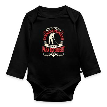 Gebäudereiniger wird zum Papa Fensterputzer - Baby Bio-Langarm-Body - Schwarz - Vorne