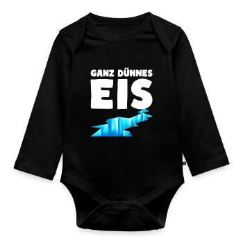 Ganz dünnes Eis Humor Sehr dünnes Eis - Baby Bio-Langarm-Body - Schwarz - Vorne