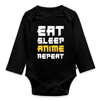 Eat Sleep Anime Repeat - Organic Longsleeve Baby Bodysuit - black - Front