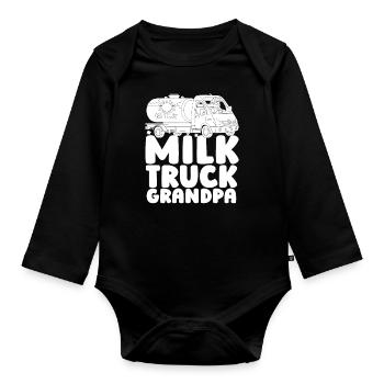 Cow Milk Grandpa Milk Truck - Organic Longsleeve Baby Bodysuit - black - Front