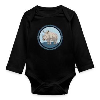 Nashorn Rhinozeros Nashörner Geschenk - Baby Bio-Langarm-Body - Schwarz - Vorne