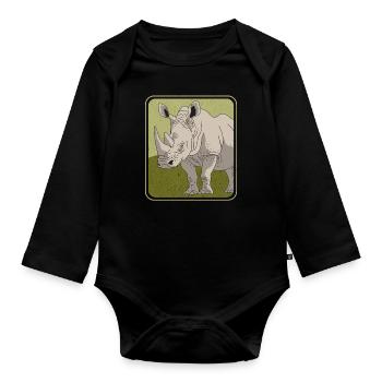 Nashorn Rhinozeros | Nashörner Geschenk - Baby Bio-Langarm-Body - Schwarz - Vorne