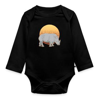 Nashorn Nashörner Rhinozeros Geschenk - Baby Bio-Langarm-Body - Schwarz - Vorne