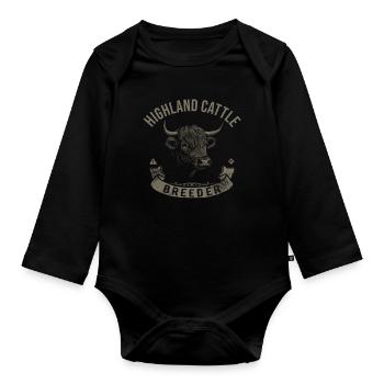 Highland Cattle Highland Cattle Highland Cattle Cow - Body Bébé bio manches longues - noir - Devant