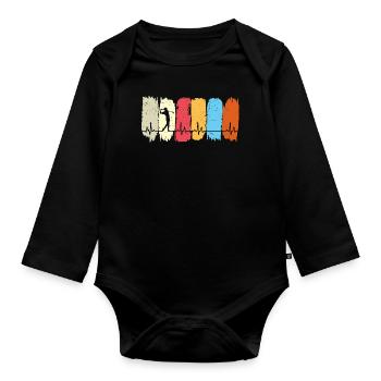 Golf Golfen Retro Herzchlag Golfer - Baby Bio-Langarm-Body - Schwarz - Vorne