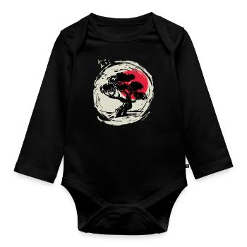 Bonsai Art Japanese Sunset - Organic Longsleeve Baby Bodysuit - black - Front