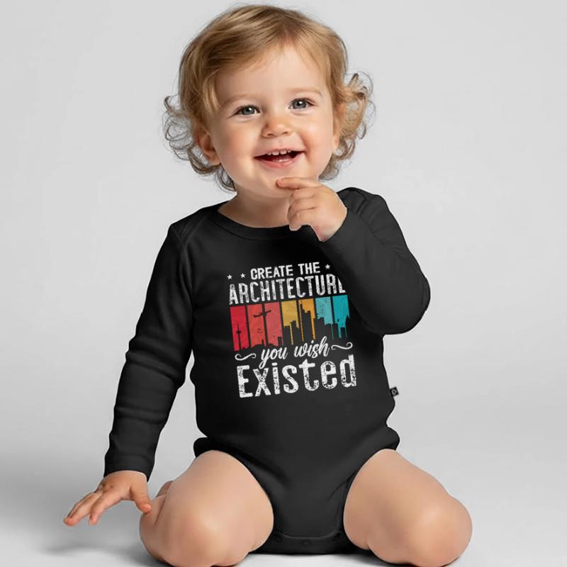 Create The Architecture Retro Builder Architecture Organic Longsleeve Baby Bodysuit