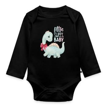 Dinosaur Baby, Baby Saying, Kawaii Baby - Organic Longsleeve Baby Bodysuit - black - Front
