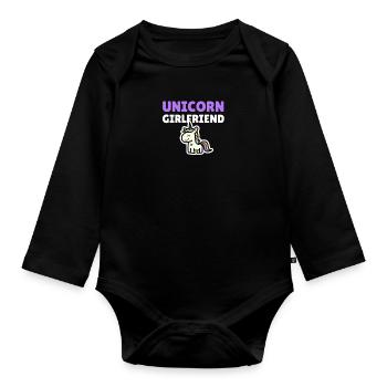 Unicorn Girlfriend - Baby Bio-Langarm-Body - Schwarz - Vorne