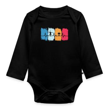Badminton Retro Heartbeat Badminton Player - Body Bébé bio manches longues - noir - Devant