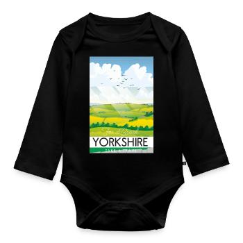 Yorkshire take a break - Organic Longsleeve Baby Bodysuit - black - Front