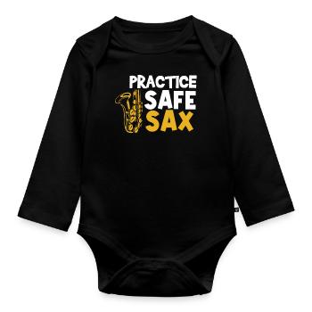Saxophonist, Saxophone, Sound, Smooth Jazz - Organic Longsleeve Baby Bodysuit - black - Front