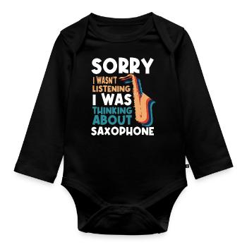 Saxophonist, Saxophone, Sound, Smooth Jazz - Organic Longsleeve Baby Bodysuit - black - Front