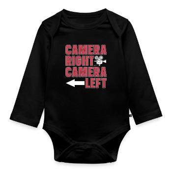 Filmmaking Camera Right Camera Left Film Director - Organic Longsleeve Baby Bodysuit - black - Front