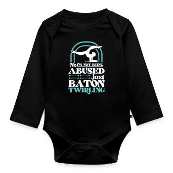 Baton Twirling - Baton Twirler - Organic Longsleeve Baby Bodysuit - black - Front