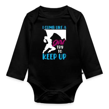 Ich Klettere Wie Ein Mädchen Bouldern Klettern - Baby Bio-Langarm-Body - Schwarz - Vorne