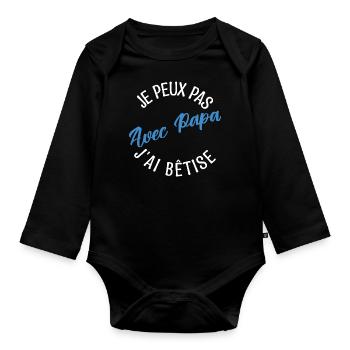 Cadeau papa. cadeau père. cadeau papa de l'année. - Body Bébé bio manches longues - noir - Devant