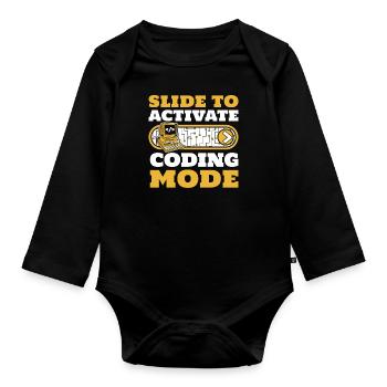 Slide To Activate Coding Mode Developer Coder - Organic Longsleeve Baby Bodysuit - black - Front