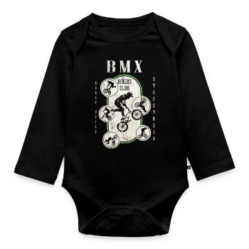 BMX Fahrrad Biker Stunt Trick Freestyle Vintage - Baby Bio-Langarm-Body - Schwarz - Vorne
