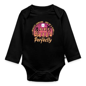 June 1992 anniversary 1992 Retro 1992 June - Organic Longsleeve Baby Bodysuit - black - Front