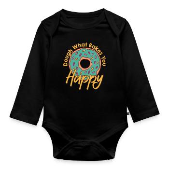 Dough What Bakes You Happy Bäckerei - Baby Bio-Langarm-Body - Schwarz - Vorne