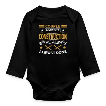 Building Design For Men Daddy Construction Worker - Organic Longsleeve Baby Bodysuit - black - Front