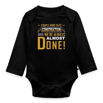 Building Design For Men Daddy Construction Worker - Organic Longsleeve Baby Bodysuit - black - Front