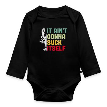 Well, it won't get itself spiny crayfish - Organic Longsleeve Baby Bodysuit - black - Front