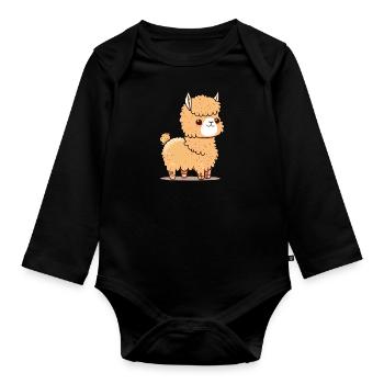 Alpaca Lama Alpaca Animal - Organic Longsleeve Baby Bodysuit - black - Front