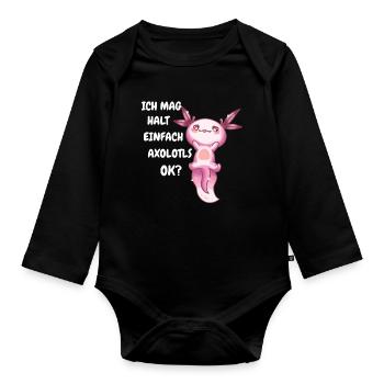Axolotl Schwanzlurch Axolotls - Baby Bio-Langarm-Body - Schwarz - Vorne