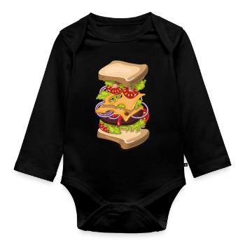 Großer Cheeseburger - Baby Bio-Langarm-Body - Schwarz - Vorne