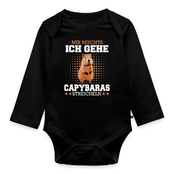 Capybara Wasserschwein Capybaras - Baby Bio-Langarm-Body - Schwarz - Vorne