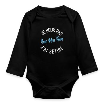 idée Cadeau frère. cadeau frères et sœurs. - Body Bébé bio manches longues - noir - Devant