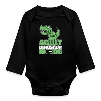 Dinosaur T Rex Adult Dinosaur - Organic Longsleeve Baby Bodysuit - black - Front