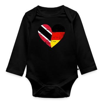 Trinité-et-Tobago Allemagne Flag Heart - Body Bébé bio manches longues - noir - Devant