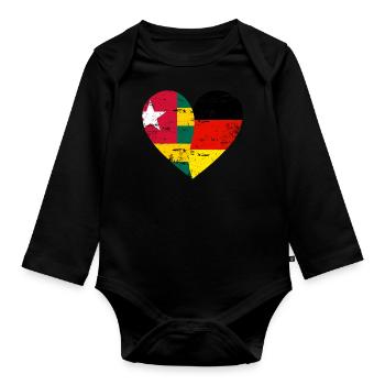 Togo Allemagne Flag Coeur - Body Bébé bio manches longues - noir - Devant