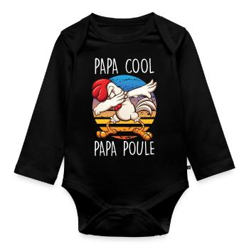 Dabbing Papa Poule Papa Cool Fête des Pères - Body Bébé bio manches longues - noir - Devant