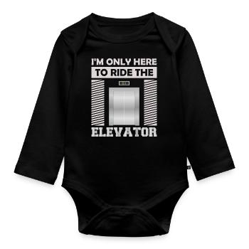 Elevator f I'm just here to ride the elevator - Organic Longsleeve Baby Bodysuit - black - Front