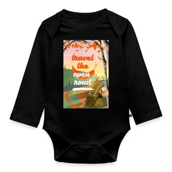 Travel The Open Road - Organic Longsleeve Baby Bodysuit - black - Front