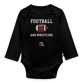 Football And Wrestling - Football - Baby Bio-Langarm-Body - Schwarz - Vorne