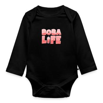 Bubble Tea - Organic Longsleeve Baby Bodysuit - black - Front