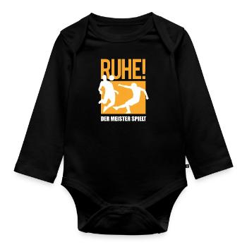 Fußballzubehör Geschenkidee Fußballfan - Baby Bio-Langarm-Body - Schwarz - Vorne