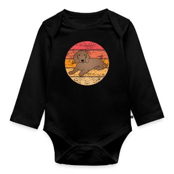 Dackel Dachshund Hundeliebhaber Retro Geschenk - Baby Bio-Langarm-Body - Schwarz - Vorne