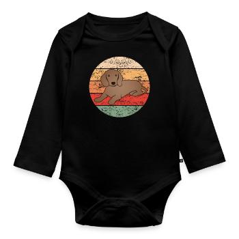 Dackel Dachshund Hundeliebhaber Retro Geschenk - Baby Bio-Langarm-Body - Schwarz - Vorne