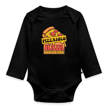Pizzaiolo Hair Don't Care Pizzaofen Pizza - Baby Bio-Langarm-Body - Schwarz - Vorne