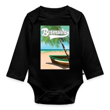 Bermuda Urlaubsplakat - Baby Bio-Langarm-Body - Schwarz - Vorne