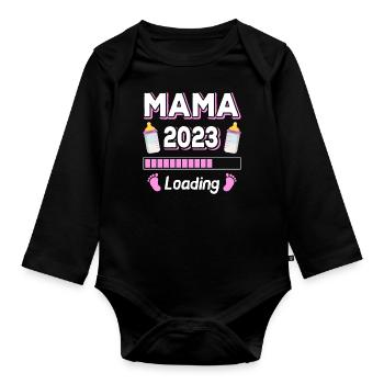 Mom 2023 Loading Mother Mothers Mom Mother's Day - Organic Longsleeve Baby Bodysuit - black - Front