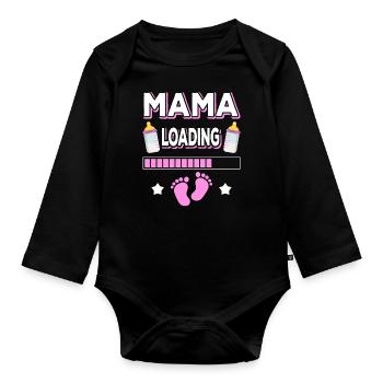 Maman Chargement Maman Mères Maman Maman Fête des mères - Body Bébé bio manches longues - noir - Devant