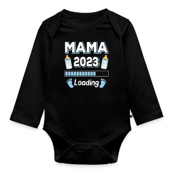 Mom 2023 Loading Mother Mothers Mom Mother's Day - Organic Longsleeve Baby Bodysuit - black - Front